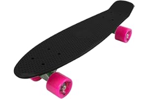 Vinsani® Retro Cruiser Plastic Skateboard 22" X 6" Available In Various Deck Colours with Transparent or Solid Coloured Wheels Includes a Free Carry Bag for the Skateboard