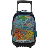 CyP Brands Pok&eacute;mon Backpack with Integrated Trolley Trolley, Pikachu, Charmander, Squirtle, Bulbasaur, Multicoloured, Officia