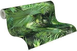 A.S. CRÉATION Livingwalls 36200-1 Papier peint intissé Motif palmier Aspect jungle Vert et noir 10,05 m x 0,53 m Fabriqué en Allemagne