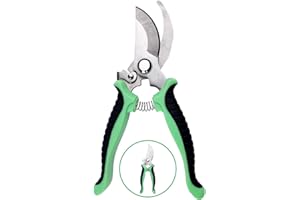 Firschoie Tijeras de jardín, Tijeras antideslizantes con mango de bloqueo, Tijeras de rama de flor de jardín de reparación profesional, para podar jardines, arbustos, cercas, plantas de jardín(verde)