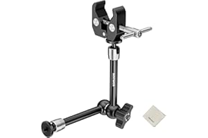 NEEWER Brazo mágico de 9,8"/25 cm con Super Abrazadera y paño de Limpieza, Rosca de 1/4" y 3/8" para Flash/luz LED/micrófono/Monitor de cámara DSLR Compatible con Jaula de cámara SmallRig, Carga