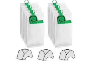 Sunnila 10 Sacchetti + 3 Filtri Compatibili con aspirapolvere Vorwerk Folletto VK140 VK150 Sacchi - Verde