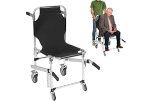 HINOPY Sedia per evacuazione, sedia per scale in lega di alluminio, leggera, pieghevole, con chiusura rapida, per camper di soccorso, pompiere, colore nero