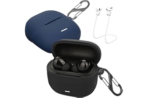 2 x etui easyBee kompatybilne z Xiaomi Redmi Buds 6 Lite, z 2 paskami zabezpieczającymi przed zgubieniem, płynny silikon, odporne na uderzenia, etui ochronne na słuchawki Bluetooth – czarno-niebieskie
