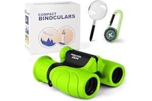 AYESY Binocolo per Bambini, Portatile Binocolo Set con Lente di ingrandimento e Bussola Kit Regalo Giocattoli per 3-6 Bambino e Bambina Perfetto per Campeggio e Esplorazione di Birdwatching (Verde)