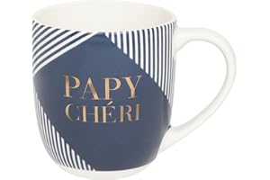 DRAEGER PARIS | Mug bleu en céramique "Papy Chéri" | Idée Cadeau Grand-père, Papi, Papa, Anniversaire| Mug original avec coffret cadeau