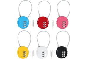 XUIIOSOOKP 6 Pièces Cadenas à Combinaison, Petit Cadenas à Code Cable, Cadenas de Sécurité à Combinaison à 3 Chiffres Réinitialisables pour Valise Sac de Voyage Casier, avec 4 x Codeurs