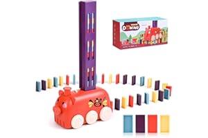 YSSHUI Dominoes Train, Paquet de Train Domino Automatique avec 1 Fentes et 80 Blocs pour 3 4 5 6 7 Ans garçons, Filles, Cadeaux créatifs Ensemble de Blocs Domino