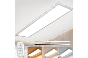 ‎AIMOSEN Dimmbar LED Panel Deckenleuchte 120x30 cm mit Fernbedienung, 40W Super Deckenpanel Lampe mit Direkt Stark Leuchtkraft Licht, Warm Natur Kalt Weiß Deckenlampe für Büro Garage Wohnzimmer Werkstatt