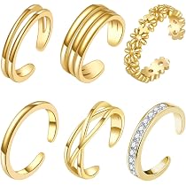 Lot De 3 Bagues D'orteil Dorées Réglables - Bijoux De Pied Pour L'été, La Plage - Modèles Variés (floral, Zircones, Simple) - 2