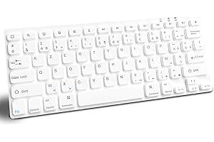 GAOJIE Clavier sans Fil pour Système iOS, Clavier Bluetooth pour iPad 10.2"/10th/iPad Air 10.9/iPad Pro 11/12.9"/iPad Mini, iPhone, Mini Clavier Francais Disposition QWERTY(Blanc)