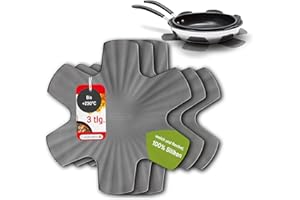 Coolinato - Pfannenschoner aus Silikon 3er Set 35 cm Grau - Universeller Topfuntersetzer, Pfannenschutz & Stapelschutz - Untersetzer und Hitzeschutz für Pfannen und Töpfe spülmaschinenfest & BPA-frei