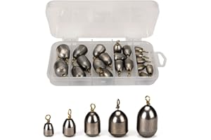 DFsucces 20 PCS Fishing Weights Outdoor Fishing Sinkers Weight Set with Storage Box 5 Sizes for Saltwater Sea Fishing