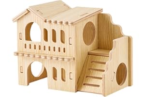 TOKAYIFE Casa de hámster, cabaña de escondite de Animales pequeños para Mascotas de Madera, casa de Vida Natural para hámster Enano Gerbil Rat Chipmunk (MZ-115)