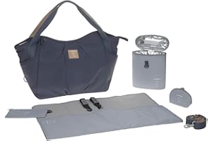 LÄSSIG Baby Wickeltasche Zwillinge Zwillingswickeltasche Babytasche Kliniktasche Wickelrucksack inkl. Wickelzubehör/Green Label Twin Bag Triangle navy