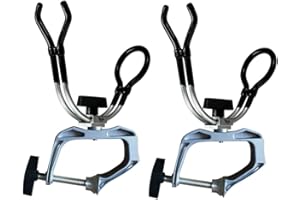 NUZAMAS Set de 2 Soportes para cañas de Pescar Aleación de Aluminio sólido para Barcos Kayak Yacht Rack Equipment | Almeja en el Montaje máximo de 5 cm | Giro de 360 Grados