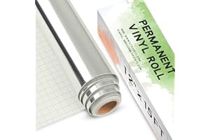 Lya Vinyl Adesivo Cromo Argento, 30,5 x 457,2 cm, per Cricut, Silhouette Cameo - Pellicola Metallizzata per Regali Fai Da Te, Tazza, Finestra, Ceramica, Plastica