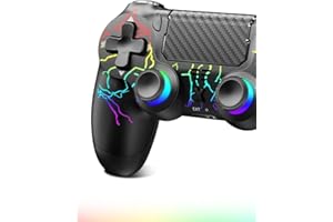 Renifan Wireless Controller for P4 With Crackle RGB, Controller Wireless for P4 Pro/Slim/PC, Bluetooth Gamepad Joystick with Vibration Touch Panel 3.5mm Audio Jack Six-Axis, Black