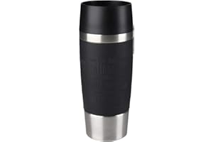 Emsa Travel Mug, Mug isotherme, 0,36 L, 100% sûr, 100% hermétique, Base antidérapante, Boissons chaudes et froides, Bonne prise en main, Noir 513361