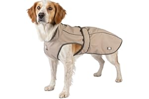 Max & Molly Regenmantel Hund wasserdicht, S, Sand, Sportliche Regenjacke für Hunde mit verstellbarem Bauchgurt, Reflektierend und Sicher, Regenjacke Hund mit Geschirröffnung