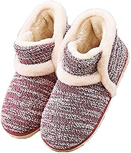 Women's Men Memory Comfort Woolen Yarn Woven Foam Bootie Slippers Winter Warm Plush Lining Slip-On House Shoes Winter Vintage Arctic Solid Slippers