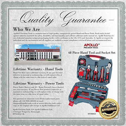 68-teiliges Heim- & Garagen-Werkzeugset einschließlich schwerem 200g Schlosserhammer, 200mm verstellbarem Schraubenschlüssel, metrischen Steckschlüsseln (4 bis 17mm) und 3/8 Zoll Ratschengriff- alles in stabiler Aufbewahrungsbox - 7