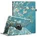 Produktbild iPad Pro 12.9 Zoll Hülle - Fintie 360 Grad Rotierend Stand Kunstleder Smart Cover Case Schutzhülle Tasche Etui mit Auto Schlaf / Wach Funktion for Apple iPad Pro 12.9 Zoll 2015 Release Tablet, Mandelblüten