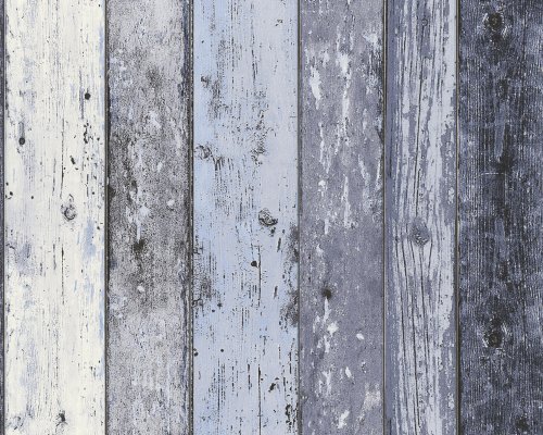 A.S. Création Vliestapete New England 2 Tapete in Holz Optik fotorealistische Holztapete maritime Optik 10,05 m x 0,53 m blau Made in Germany 855060 8550-60 - 2