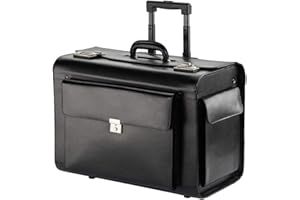 BOWATEX - DERMATA Pilotenkoffer Leder Groß Aktenkoffer XL Koffer Trolley 45L Schwarz 50 cm Bowatex