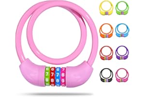 SPGOOD Lucchetto per bicicletta con numeri per bambini(10x650mm),combinazione di codice antifurto,lucchetto a combinazione per bicicletta per ragazze e ragazzi,accessori per bicicletta(Rosa pallido)