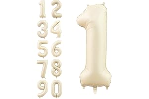DAGELAR Number 1 Balloon Beige,40 Inch Large Cream Foil 1 Helium Balloons for Boys Girls Birthday Anniversary Decorations