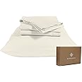 BIOWEAVES 100% Organic Cotton Sheets Full Sateen Weave - Smooth, Soft & Silky, 300 Thread Count GOTS Certified Organic Full Size Sheets with 17” Deep Pockets – 4 Piece Set, Natural