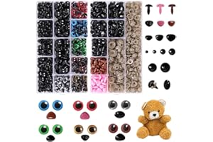 YZROHYI 915 Pcs Occhi e Naso di Sicurezza per Giocattolo Uncinetto,Occhi per Amigurumi,Safety Eyes,Occhi per Bambole,Occhi per Pupazzi Colorati,Occhi Plastica per Lavoretti con Rondelle per Accessori