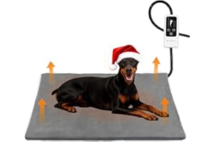 BECEMURU poduszka grzewcza dla zwierząt domowych dla kota i psa 90x60cm, 6 regulowanych temperatur i 4 regulowane timer, regulowana elektryczna podkładka grzewcza z przewodem okrytym antygryzączką