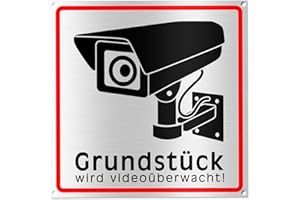‎TK THERMALKING TK THERMALKING Achtung Videoüberwachung Schild - Hinweisschild - Warnschild für Kameraüberwachung - Gebürstetes Aluminium - 15x15 cm - Metall (1 STK.)