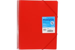 Grafoplas | Carpetas de Fundas Plastico a4 | 60 Fundas Transparentes | Tapas Rígidas Rojas | Espiral PVC | Apertura 360 | Incluye Sobre | Archiva Material Escolar y de Oficina | Maxiplás Traslúcidos