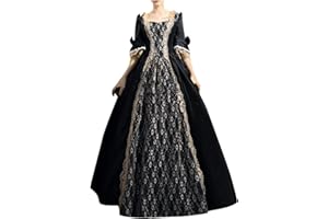 Duohropke Vestido de baile estilo rococó para mujer, vestido gótico victoriano, disfraz de época medieval, varias capas, con encaje, estilo vintage de princesa para cosplay, largo hasta el suelo