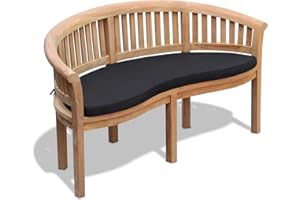 Jati Wimbledon Teak Garden Banana Bench with Cushion - 3-Seater, Delivered Ready Assembled (Black)