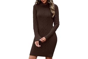 heekpek Vestito Donna Elegante Invernale Maniche Lunghe Autunno Abito Donna Invernale Collo Alto Elasticizzato Abito in Maglia Curvy