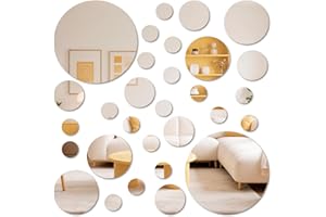 Sorcristy 30PCS 4 Sizes Acrylic Mirror Wall Stickers, 3D Wall Art Stickers, Decorative Circle Mirrors for Decor, Small Mirror for for Bedroom, Home, TV Background Decor (Silver, 15/8/5.5/3cm)