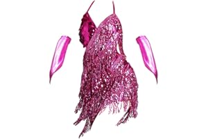 Yuluo Nappa Paillettes Latino Danza Abito Ragazza - Sexy Cinghia Costume Salsa Samba Rumba Jazz Tango Ballo Vestito Bambini