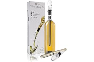 FLOW Barware 3 in 1 Refrigeratore per vino, aeratore antigoccia e versatore con asta di raffreddamento in acciaio inossidabile | Raffredda il vino dall'interno