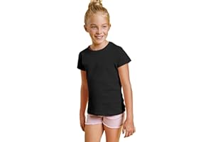 KINKIES Camiseta de Colores Manga Corta 100% Algodón para Niñas - Camiseta Entallada, Cuello Redondo, cómoda, Suave, Lisa y Elegante