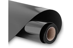 Euschematin Heat Transfer Vinyl Roll 12" x 10ft HTV Iron on Transfer Paper Heat Press Vinyl for DIY T-Shirts,Logo,Hat,and Other Fabrics (Black)