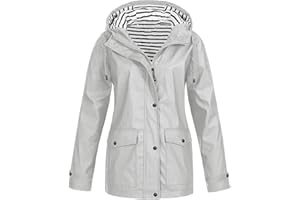 HOT1950S Waterproof Jacket for Women Clearance Long Sleeve Sunscreen Zip Waterproof Jacket Hooded Sports Jacket with Pocket Loose Fit Warm Hoodies Coat Plus Size Outdoor Casual Coat Jacket Business Loung