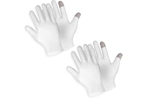 SIBBA 2 Pairs Touch Screen Moisturizing Gloves White Cotton Moisturizing Gloves Overnight Bedtime Heal Eczema Sleeping Lotion Hand Spa Treatment Gloves Repair Rough Cracked Dry Chapped Hands Skin