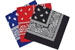 By Neki Paisley Bandanas Headband Scarf Pack Of 3 Mixed Colours Cotton Paisley Print, Fashion Hair Accessory, Sports, Multifunctional, UK Seller FREE UK Postage