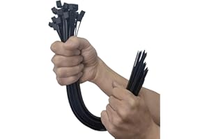 HAN-LBG Kabelbinder Schwarz 400 mm x 8.8 mm (100 Stück), Lang Kabelbinder Groß mit 80 kg Zugfestigkeit für Außenbereich, Garten, Heim & Büro, Schwarz