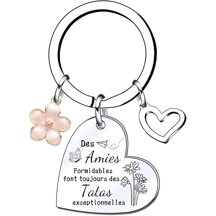 JRZDFXS Cadeaux De Noël Pour Tata Porte-clés Amies Formidables - Porte-clés Pour Annonce Grossesse Tata Naissance Enfant Idée Cadeau Annonce Bébé Fille Garçon, 1, L