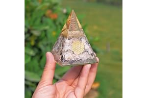 NARIBABU Moonstone Crystal Orgone Pyramid - Crystal Pyramid - Crystal Ornaments - Home Decoration - Meditation Accessories - Orgonite Pyramids - Feng Shui Ornaments for The Home - Reiki Gifts (3-3.5 Inch)